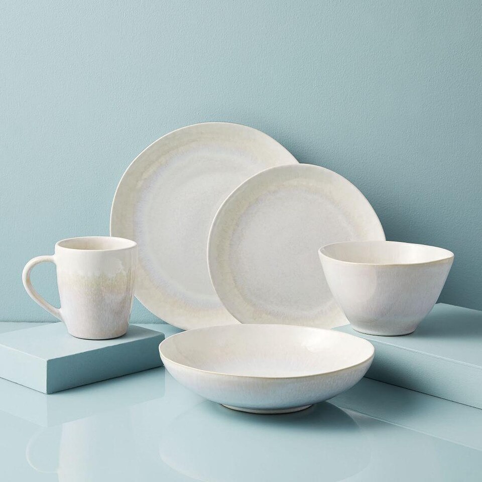 Reactive Glaze Stoneware Dinnerware White west elm United Kingdom